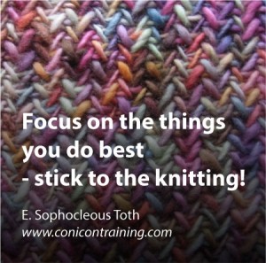 Quote: Stick to the knitting - focus on what you do best! By E. Sophocleous Toth